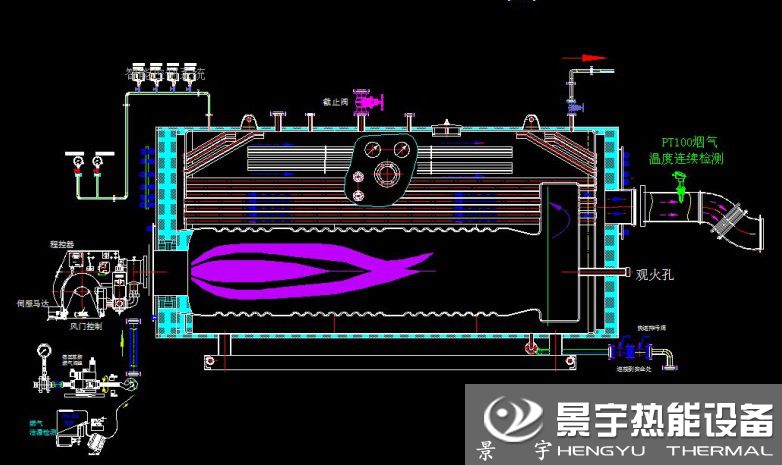 河南景宇熱能設(shè)備超低氮燃?xì)庹羝仩t本體運(yùn)行原理圖